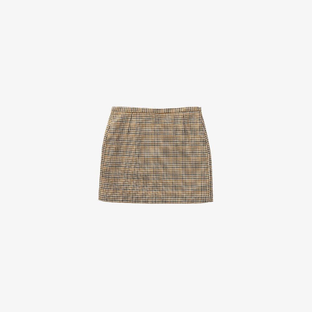 H&M Tan & Brown Micro-Check Mini Skirt 🍂🐻